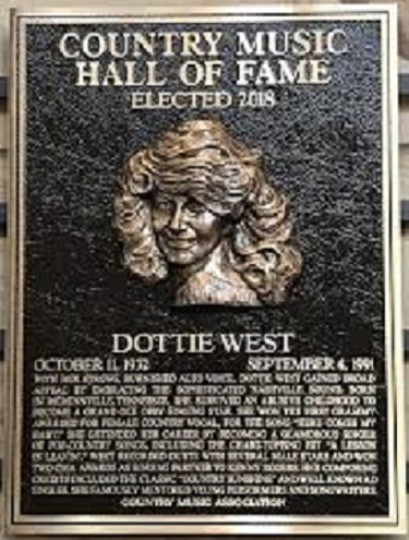 Dottie West Hall of Fame Plaque